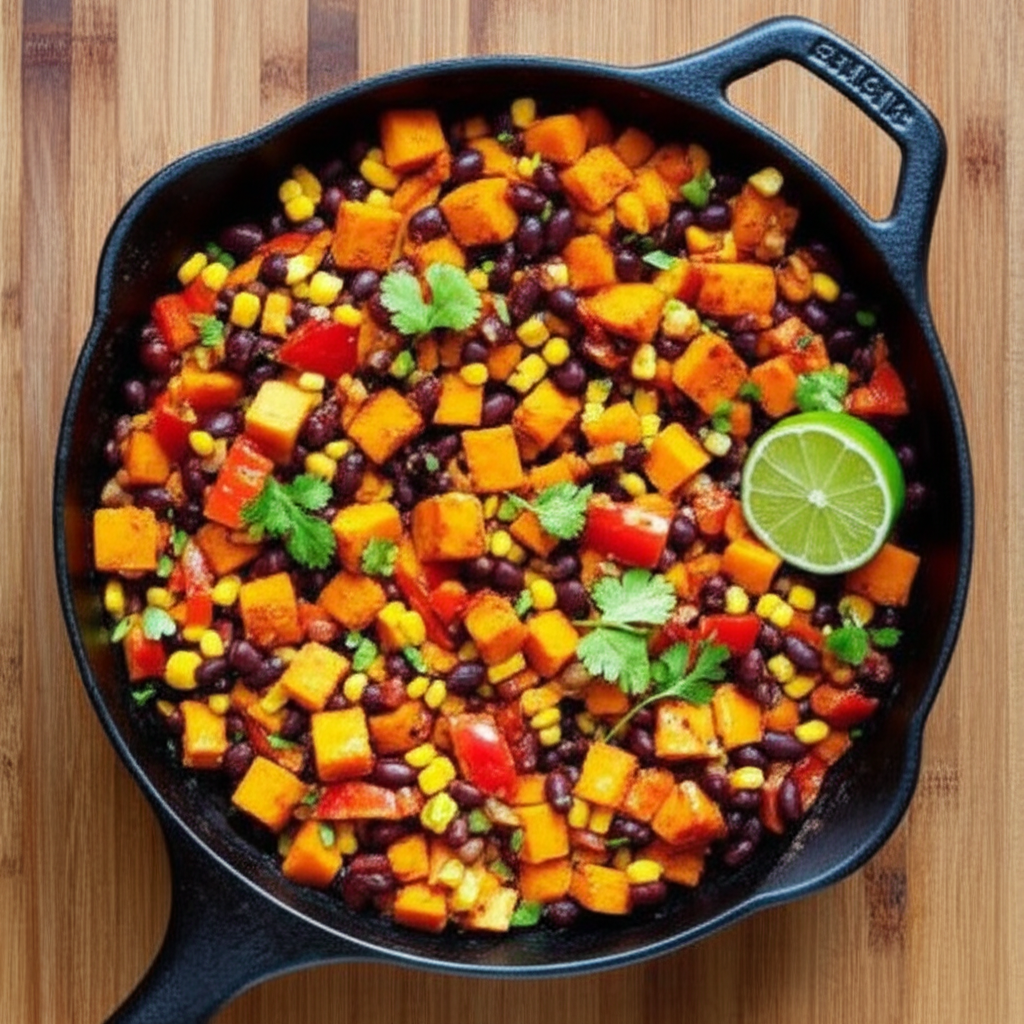 Smoky Black Bean & Sweet Potato Skillet (Vegan)