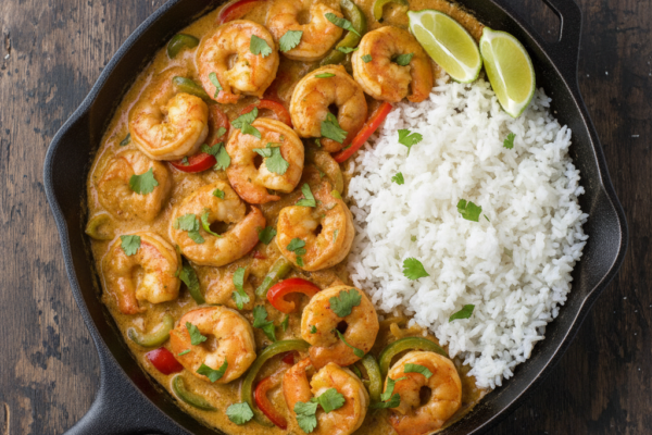 Spicy Coconut Curry Shrimp Skillet