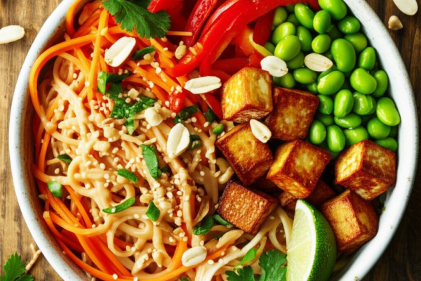 Spicy Thai Peanut Noodle Bowl (Vegan)