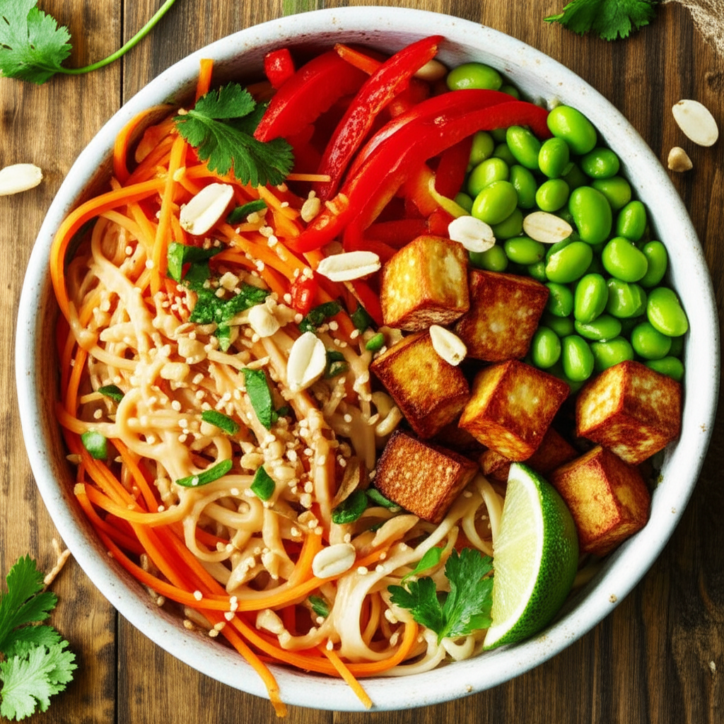 Spicy Thai Peanut Noodle Bowl (Vegan)
