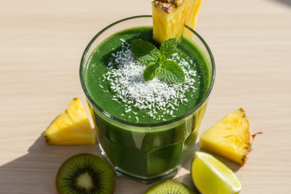 Tropical Green Detox Smoothie with Spirulina