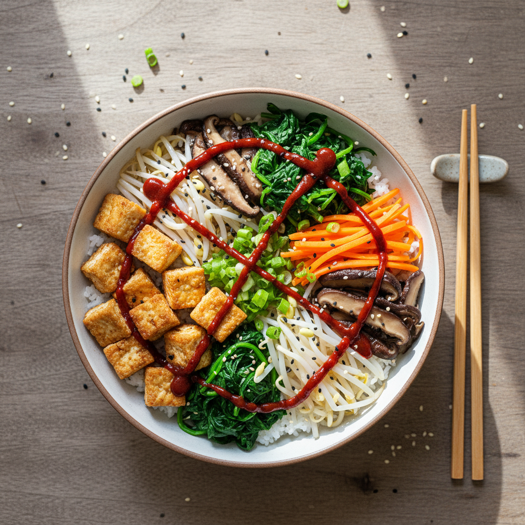 Easy Vegan Korean Bibimbap Bowl (Stovetop)