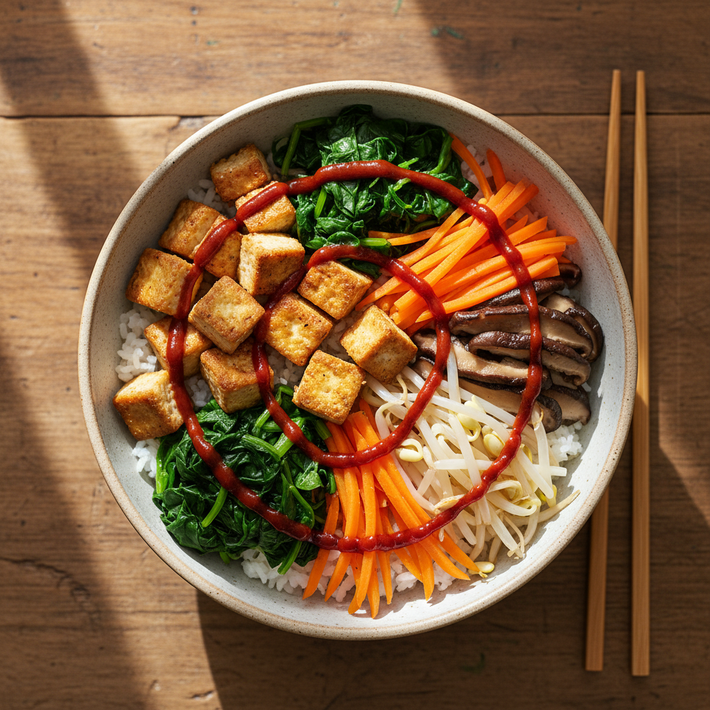 Easy Vegan Korean Bibimbap Bowl