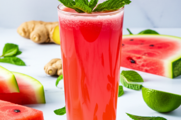 Watermelon Mint Detox Juice with Lime and Ginger