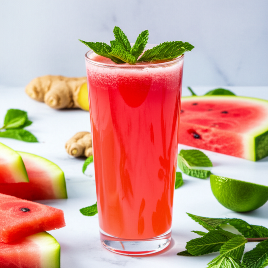 Watermelon Mint Detox Juice with Lime and Ginger
