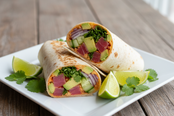 10-Minute Spicy Tuna Avocado Wraps