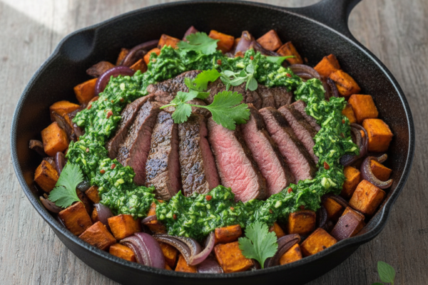 Gluten-Free Chimichurri Steak and Sweet Potato Skillet