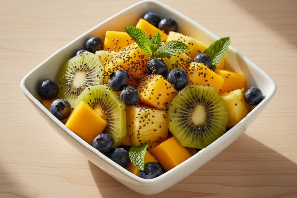 Golden Sunrise Fruit Bowl with Wild Blueberries & Chia