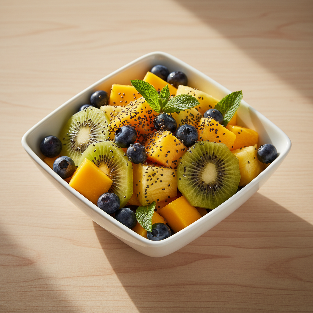 Golden Sunrise Fruit Bowl with Wild Blueberries & Chia
