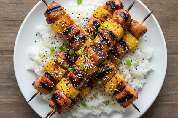 Grilled Pineapple Teriyaki Chicken Skewers