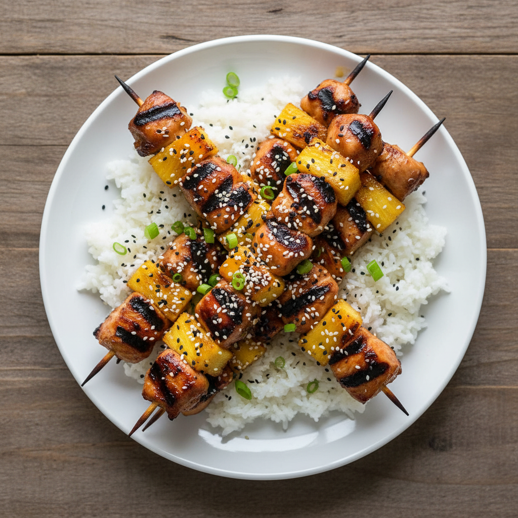 Grilled Pineapple Teriyaki Chicken Skewers
