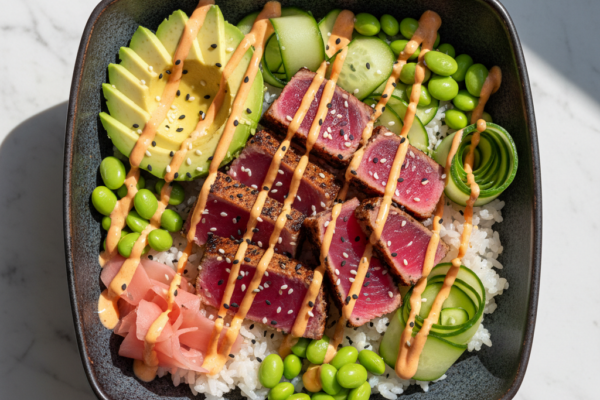 Seared Ahi Tuna Poke Bowl with Spicy Mayo