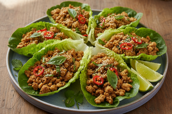 Thai Basil Turkey Lettuce Wraps
