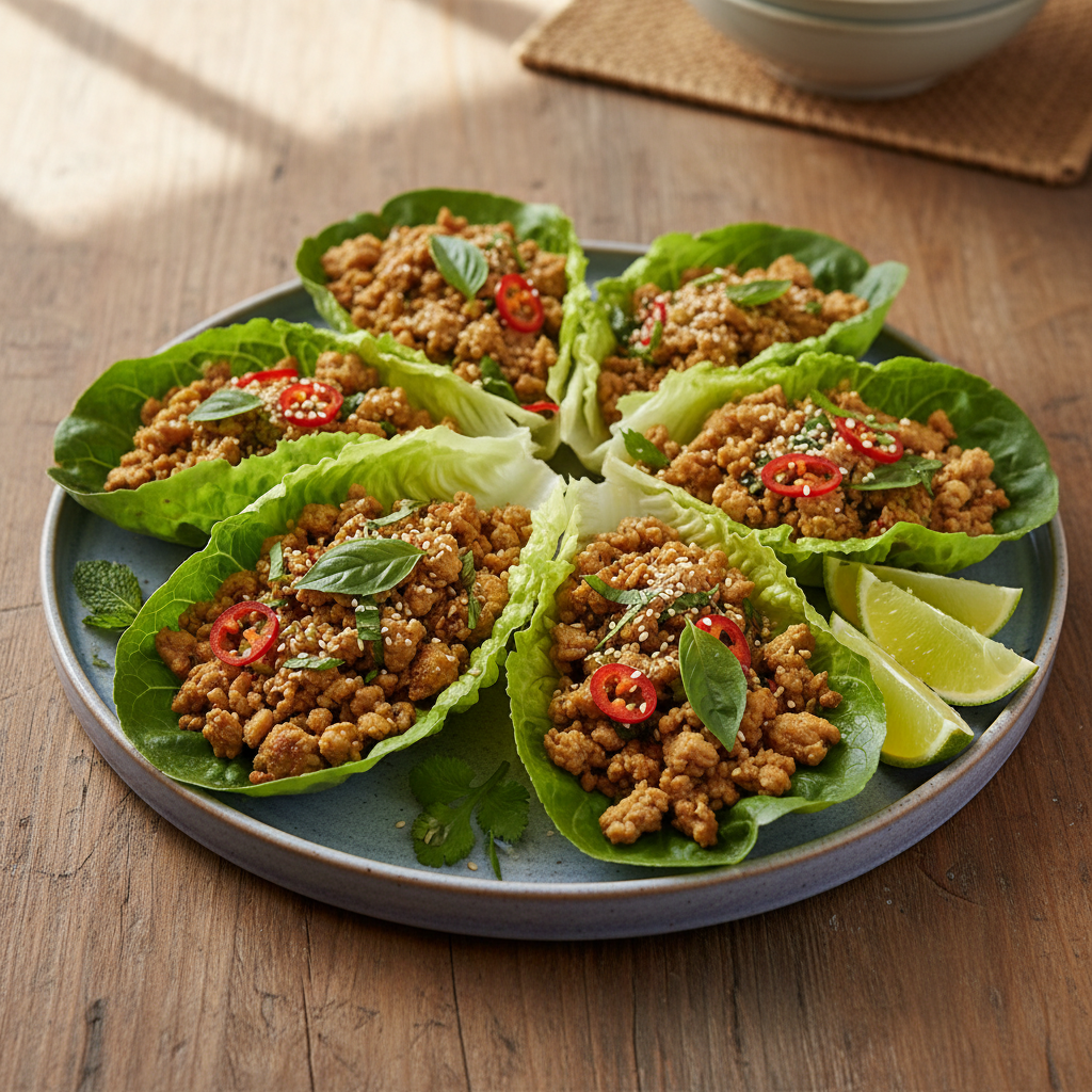 Thai Basil Turkey Lettuce Wraps